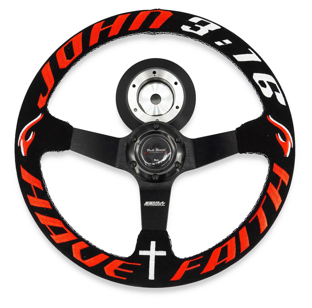 Have Faith Infiniti G35 G37 Suede 3"Deep Dish Steering Wheel + Quick Release Short Hub Adapter - Bull Boost Performance