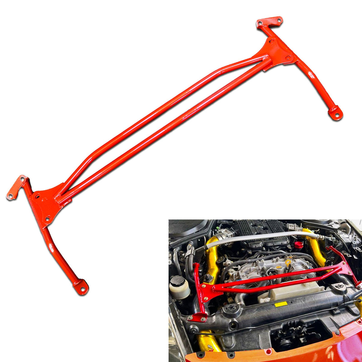 Upper Nismo Style Strut H Brace Bar Red For VQ Nissan 350Z Z33 VQ35 - Bull Boost Performance