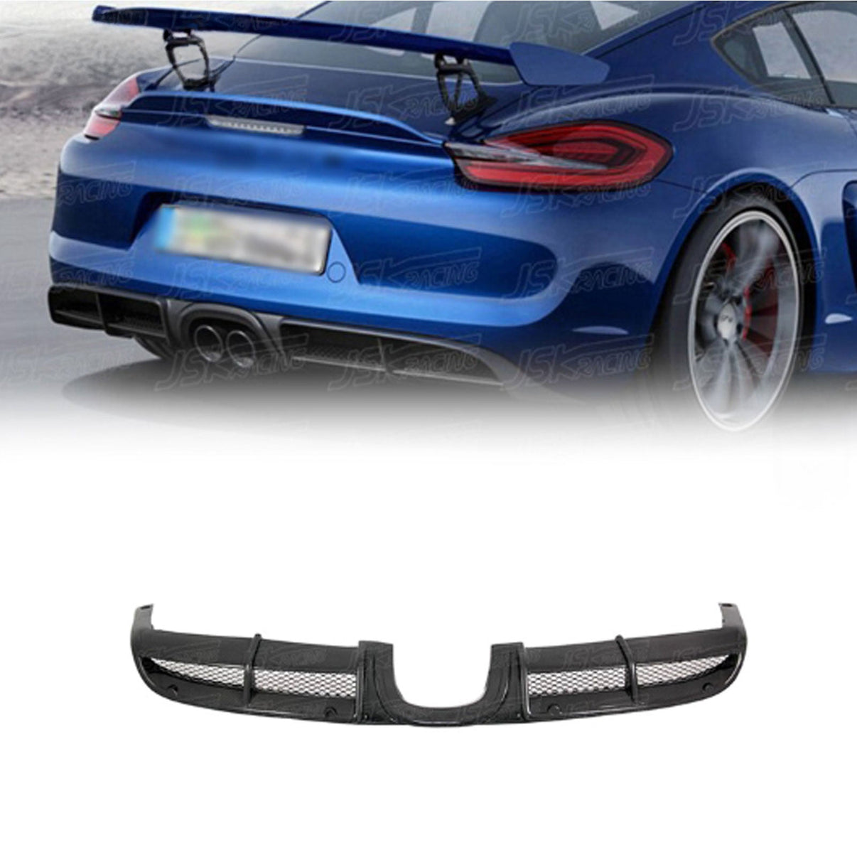 GT4 Style Carbon Fiber Rear Bumper Diffuser Lip for Porsche Boxster Cayman 981 13-15 - Bull Boost Performance