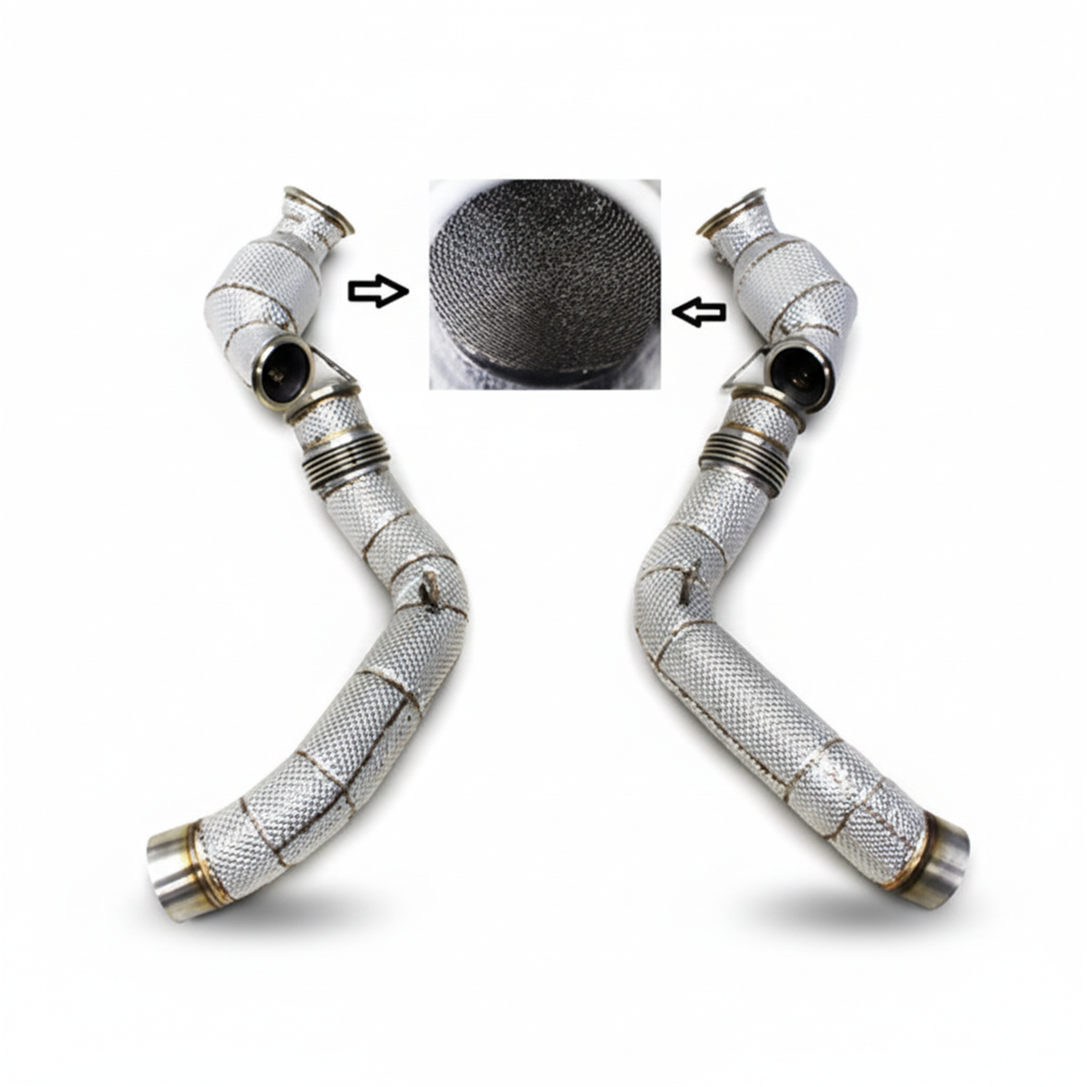Stainless Catted Downpipe Heat Shield for BMW M5 F90 4.4T - Bull Boost Performance