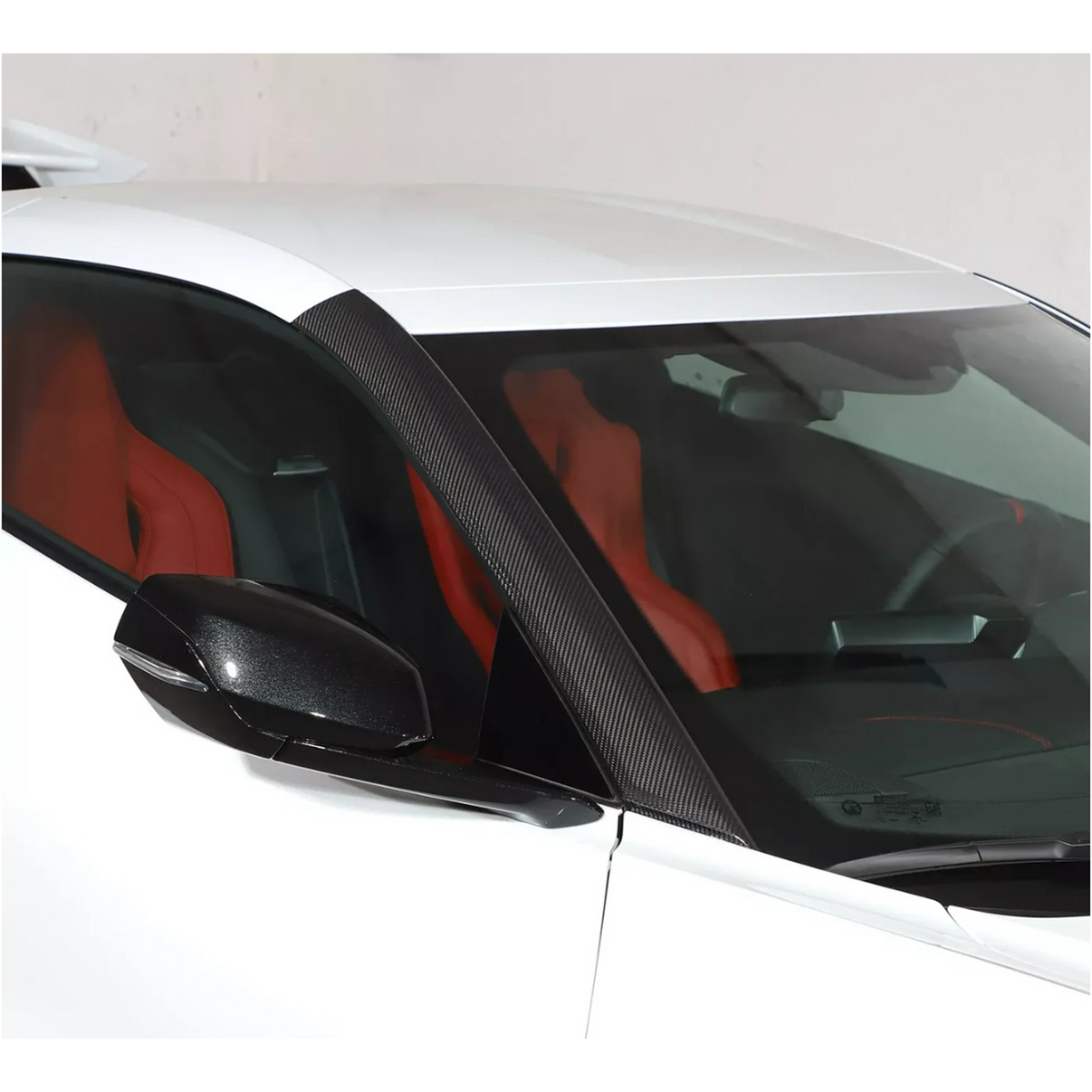 Dry Carbon Fiber A‑Pillar Cover Trim for Chevrolet Corvette C8 - Bull Boost Performance