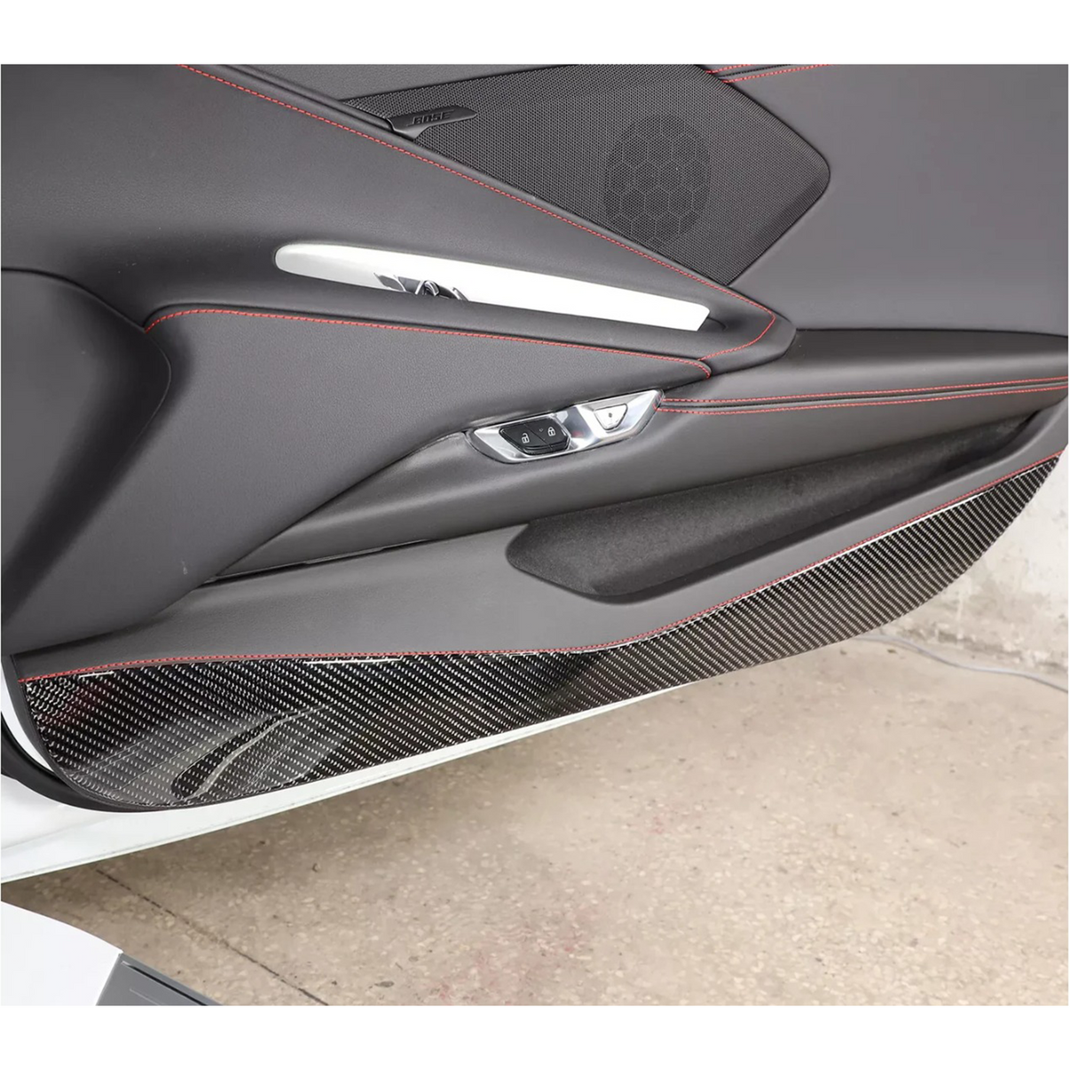 Dry Carbon Fiber Door Anti‑Kick Panel Cover for Chevrolet Corvette C8 - Bull Boost Performance