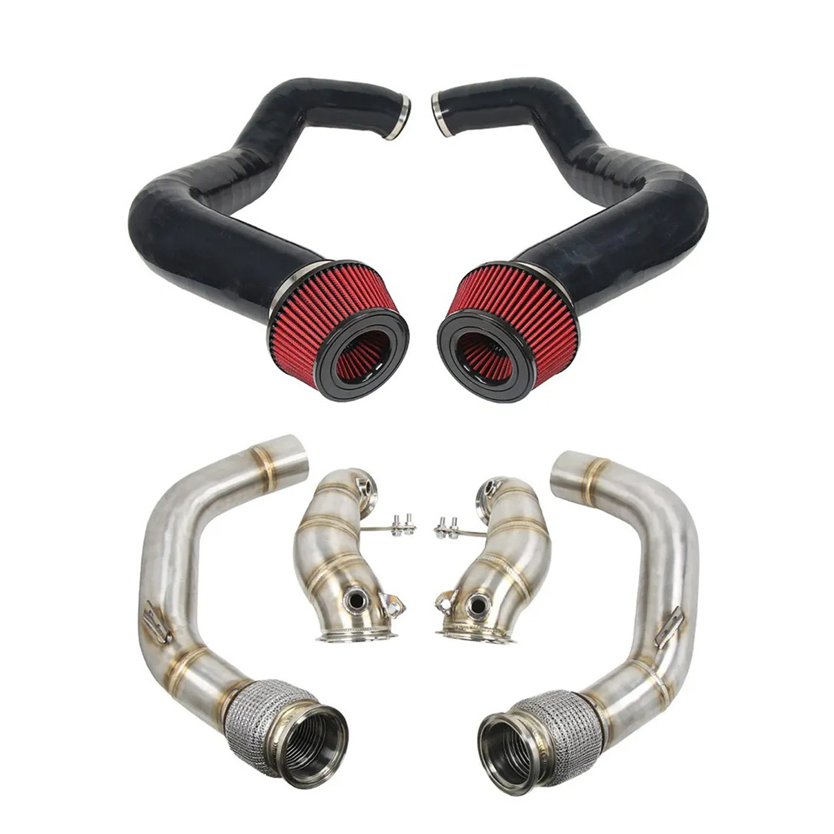 Race Exhaust Downpipes & Front Mount Cold Air Intake System for BMW F90 G90 M5 F92 M8 S63 4.4L V8 - Bull Boost Performance