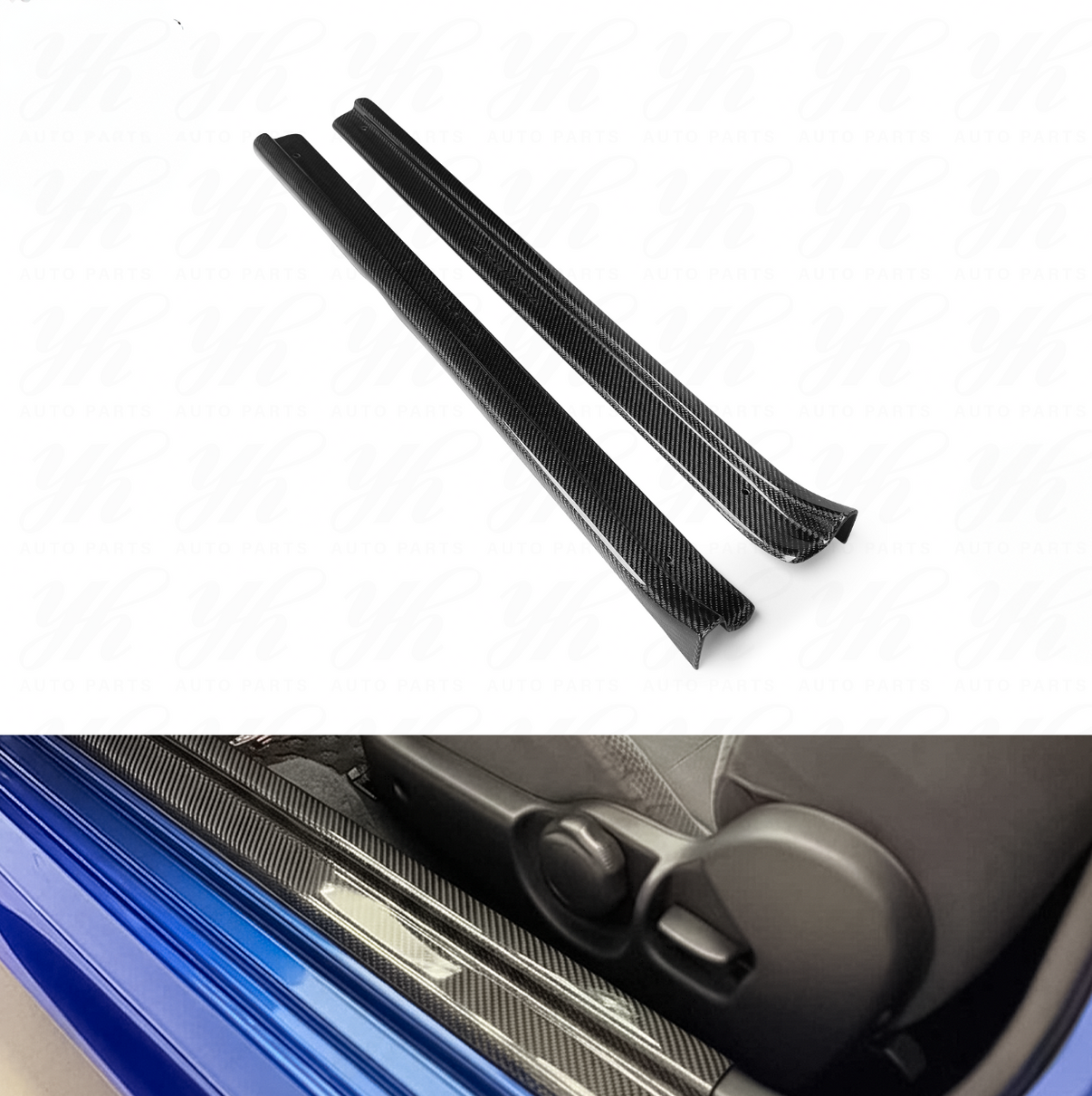 Dry Carbon Fiber Door Sill Plates for Nissan Skyline R34 GTR GTT GT - Bull Boost Performance
