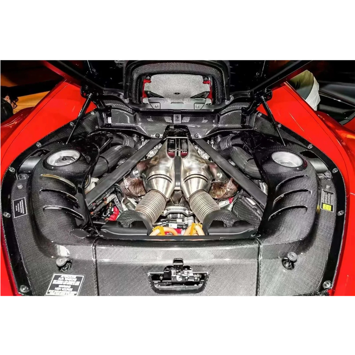 Dry Carbon Fiber Engine Bay Trim Kit Cover for Ferrari 296 GTB GTS - Bull Boost Performance