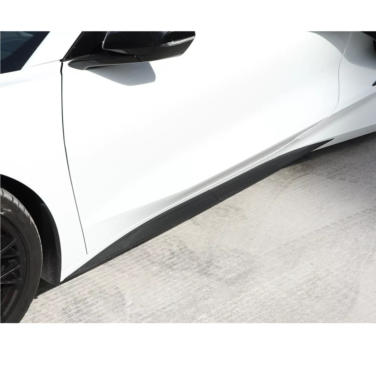 Carbon Fiber Side Skirt Trim Strip for Chevrolet Corvette C8 Stingray Coupe - Bull Boost Performance