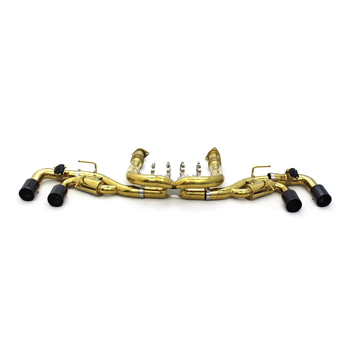 Valved Gold Plated Catback Exhaust Carbon Fiber Tips for Corvette C8 - Bull Boost Performance