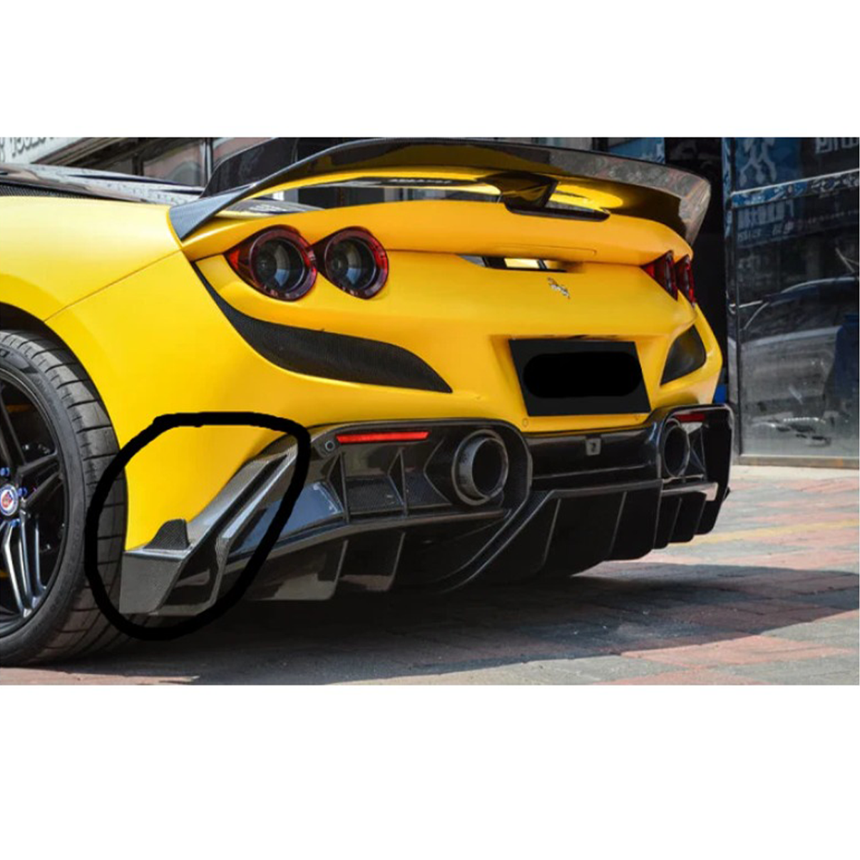 Prepreg Carbon Fiber Rear Corner Splitter Canards for Ferrari F8 - Bull Boost Performance