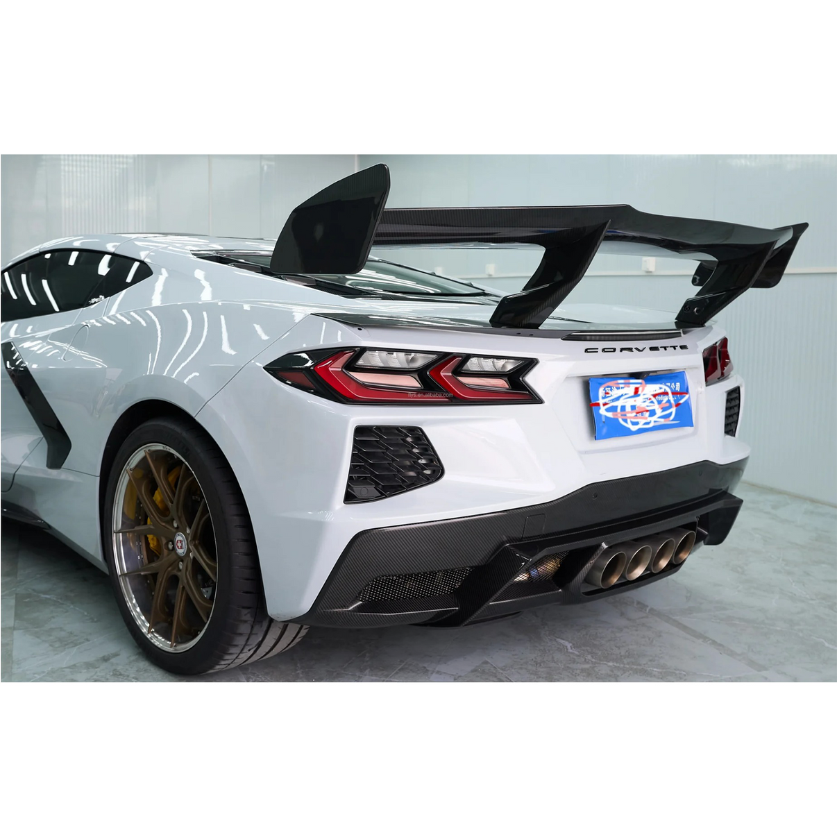 ZR Style Dry Carbon Fiber Rear Diffuser for Chevrolet Corvette C8 - Bull Boost Performance
